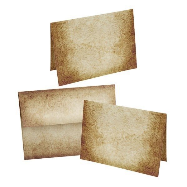 Aged Parchment Note Card Set with Envelopes 8/8
