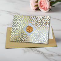 Damask Gold Foil Boxed Note Cards with Classic Gold Botanical Wax Seal  8/8 by Nostalgic Impressions