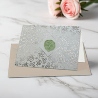 Rose Silver Foil Boxed Note Cards with Wax Seal 8/8 by Nostalgic Impressions