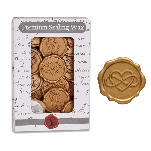 Infinity Heart Adhesive Wax Seal Quick - Ship Stickers 25PK - 2 Colors - Nostalgic Impressions