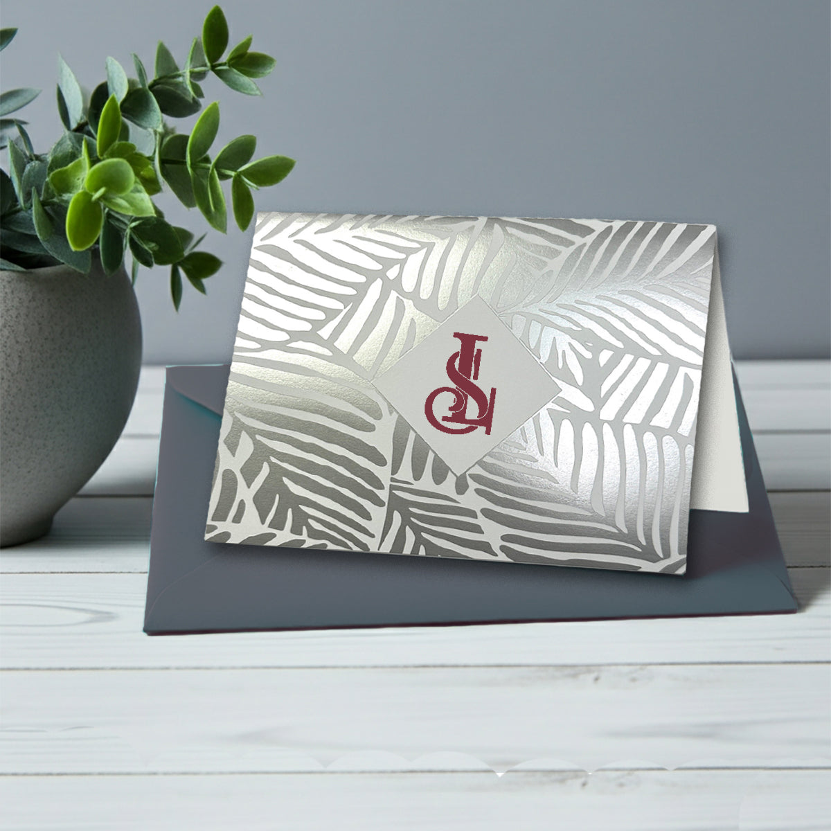 Personalized Intertwined University Roman Monogram Foil Note Cards with Envelopes by Nostalgic Impressions