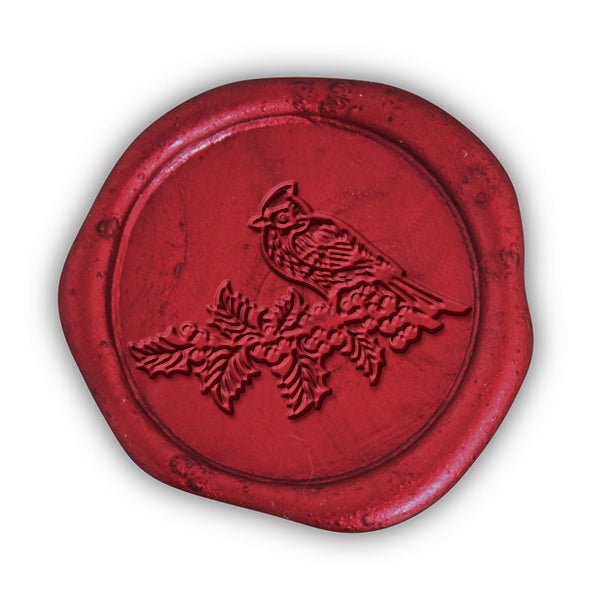 Winter Cardinal Christmas Wax Seal Stamp - Burgundy Wood Handle #6540 - Nostalgic Impressions