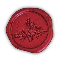 Winter Cardinal Christmas Wax Seal Stamp - Burgundy Wood Handle #6540 - Nostalgic Impressions