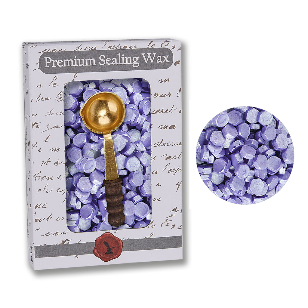 Lavender Pearl Premium Sealing Wax Beads by Color with spoon