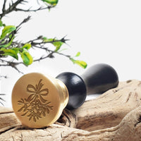 Mistletoe Christmas Wax Seal Stamp with Black Wood Handle #6542 - Nostalgic Impressions