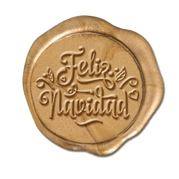 Feliz Navidad Christmas Wax Seal Stamp with Green Wood Handle #6544 - Nostalgic Impressions