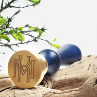 Intertwined Custom Wax Seal Stamp - Sappho Outline 2 Letter Monogram - Nostalgic Impressions