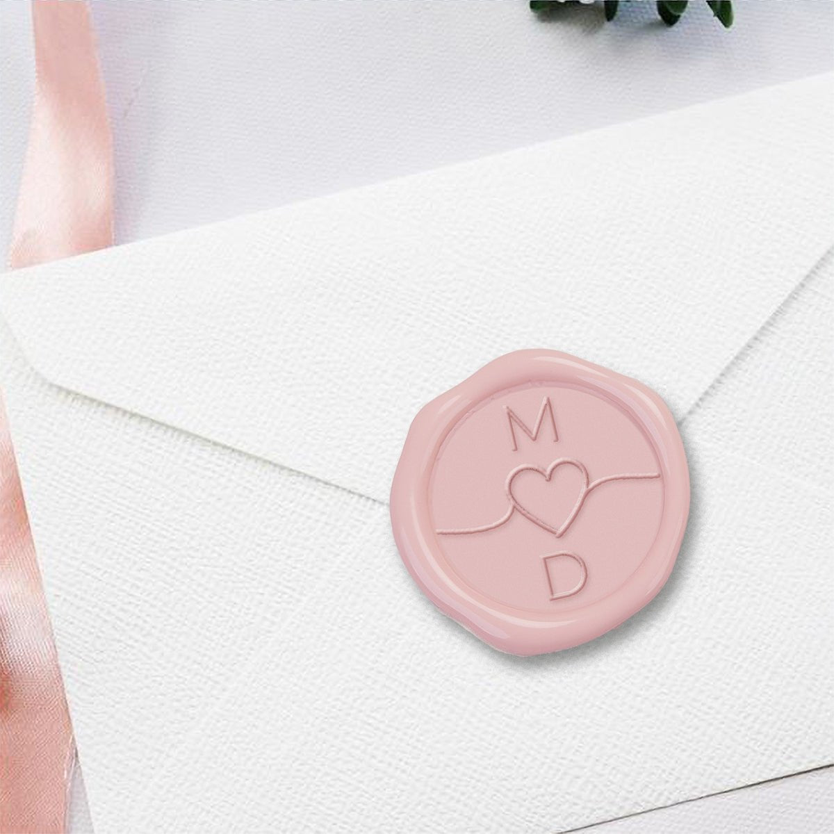 Trailing Heart Wedding Monogram Custom Wax Seal Stamp #2501 - Nostalgic Impressions