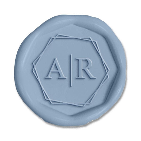 Octagon Wedding Monogram Adhesive Wax Seals 2 letters #2530 Bundle with Stamp - Nostalgic Impressions