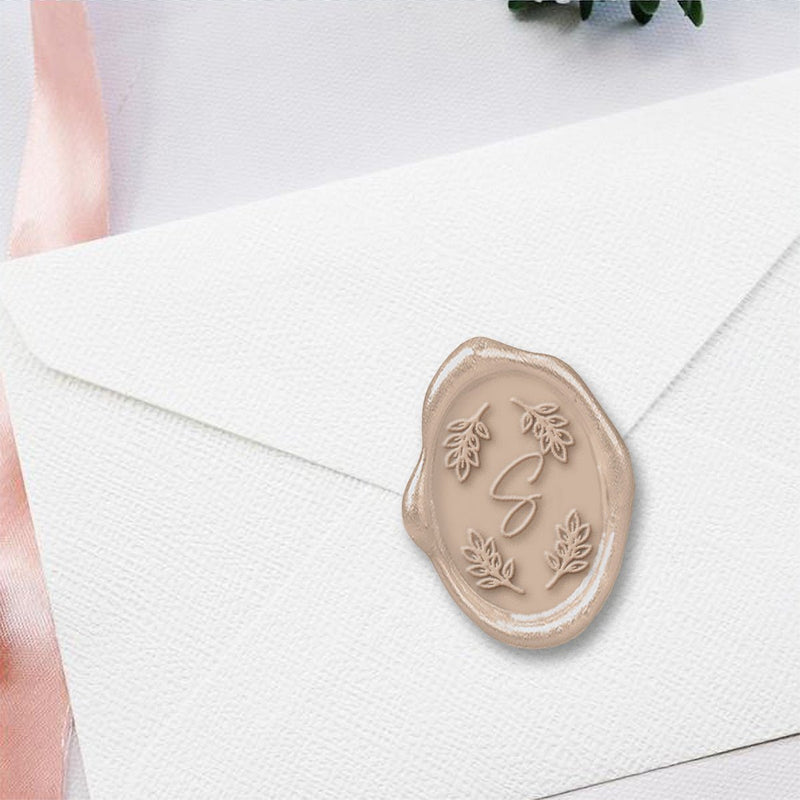 Foliole Oval Single Initial Adhesive Wax Seals #8854 Bundle with Stamp - Nostalgic Impressions