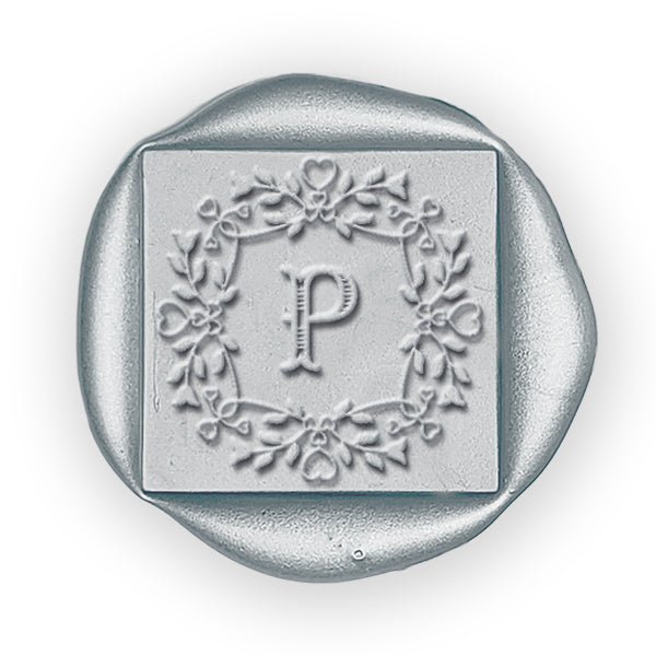 Mariel Square Single Initial Adhesive Wax Seals #8856 Bundle with Stamp 3/4" - Nostalgic Impressions