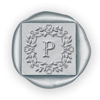 Mariel Square Single Initial Adhesive Wax Seals #8856 Bundle with Stamp 3/4" - Nostalgic Impressions