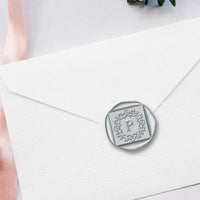 Mariel Square Single Initial Adhesive Wax Seals #8856 Bundle with Stamp 3/4" - Nostalgic Impressions
