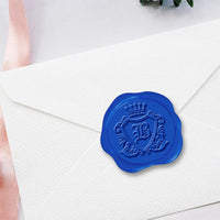 Shield & Crown Single Initial Adhesive Wax Seals #8859 Bundle with Stamp - Nostalgic Impressions