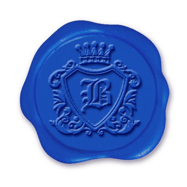 Shield & Crown Single Initial Adhesive Wax Seals #8859 Bundle with Stamp - Nostalgic Impressions