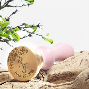 Botanical Wedding Monogram & Date Custom Wax Seal Stamp #2596 - Nostalgic Impressions