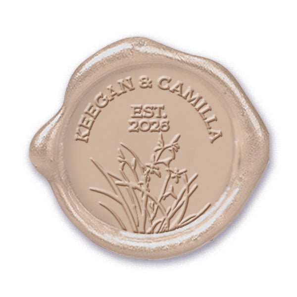 Wedding Monogram Names & year. Adhesive Wax Seals #2511 bundle with stamp - Nostalgic Impressions