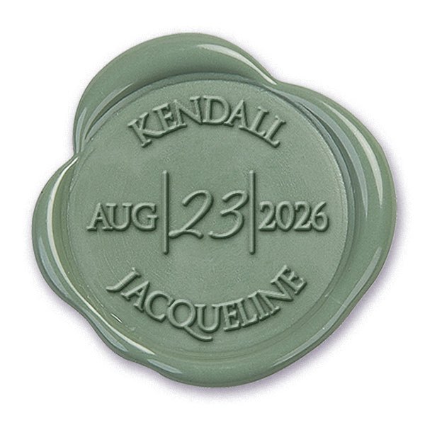 Names & Date Wedding Monogram Adhesive Wax Seals #2512 bundle with stamp - Nostalgic Impressions