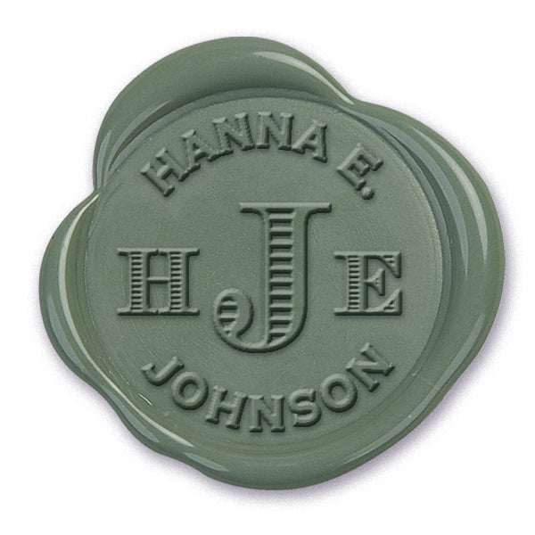 Custom Monogram Wax Seal Stamp with Name & White Wood Handle #2246 - Nostalgic Impressions