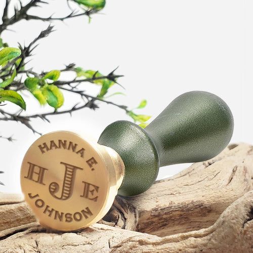 Name and 3 Initial Custom Monogram Wax Seal Stamp - #2246 - Nostalgic Impressions