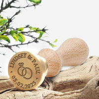Wedding Rings Name & Date Custom Wax Seal Stamp with Names and Date #405
