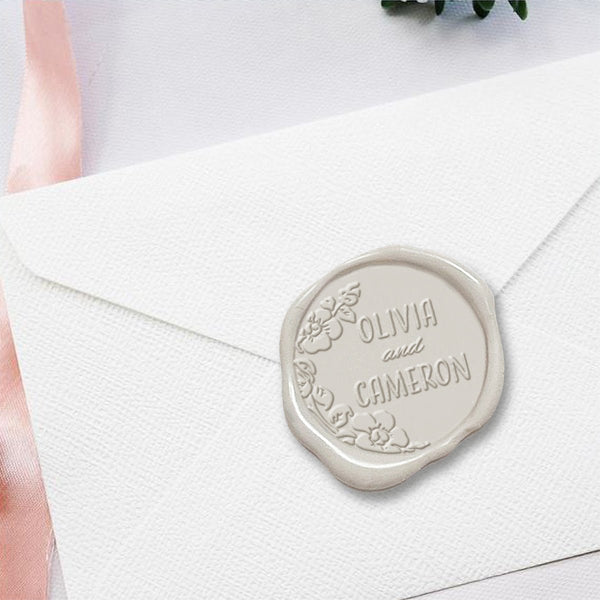 Wedding Couple's Names Adhesive Wax Seals #2515 bundle with stamp - Nostalgic Impressions