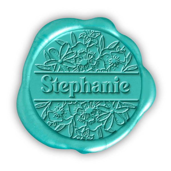 Floral Bloom Custom Wax Seal Stamp with Name #8732- with Multiple Font Choices & Preview