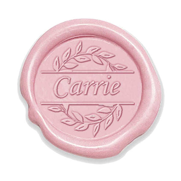 Carrie Split Name Vine Wreath Custom Wax Seal Stamp with Rosewood Wood Handle #8741 - Nostalgic Impressions