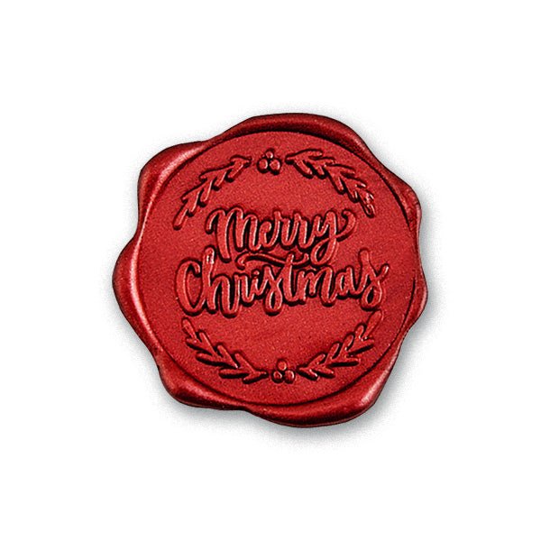Merry Christmas Adhesive Christmas Wax Seal Stickers 8PK 1 1/4" Crimson Red - Nostalgic Impressions