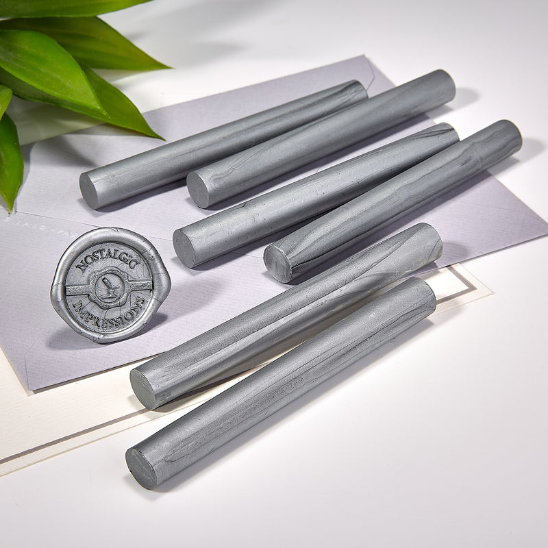 Metallic Silver Premium Glue Gun Sealing Wax - Pack of 6 - Nostalgic Impressions