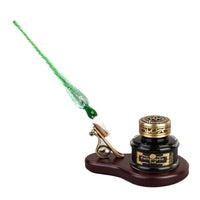 Glass Pen, Ink & Wood Stand Desk Set - 4 colors - Nostalgic Impressions
