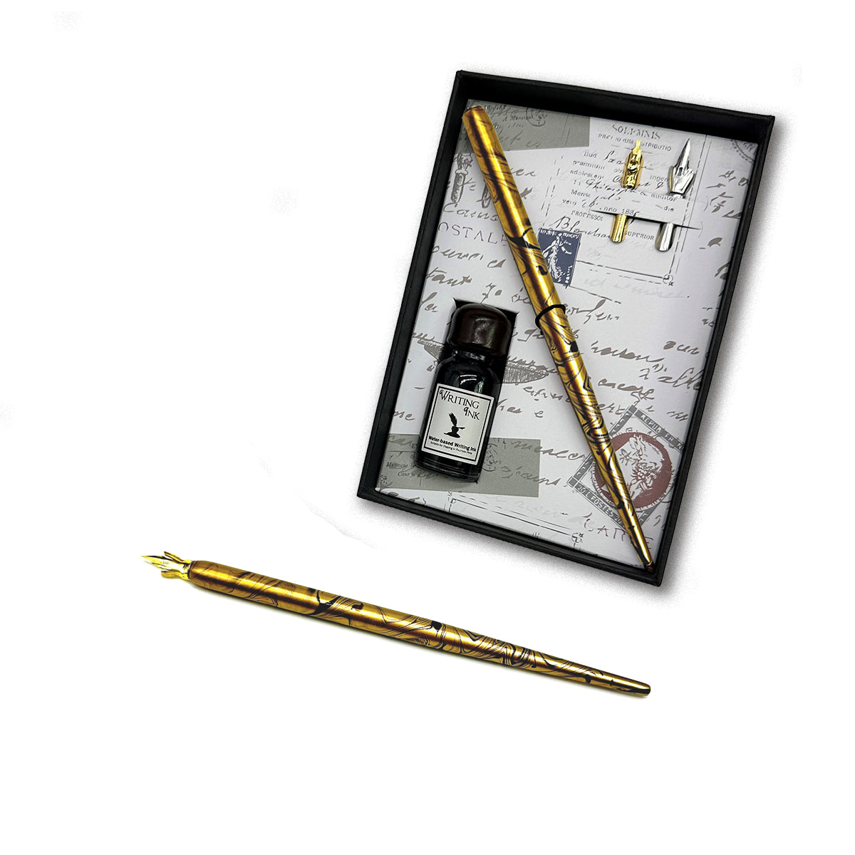 Calligraphy Dip Pen & Ink Starter Gift Set with Wood Pen, Ink and extra Nibs
