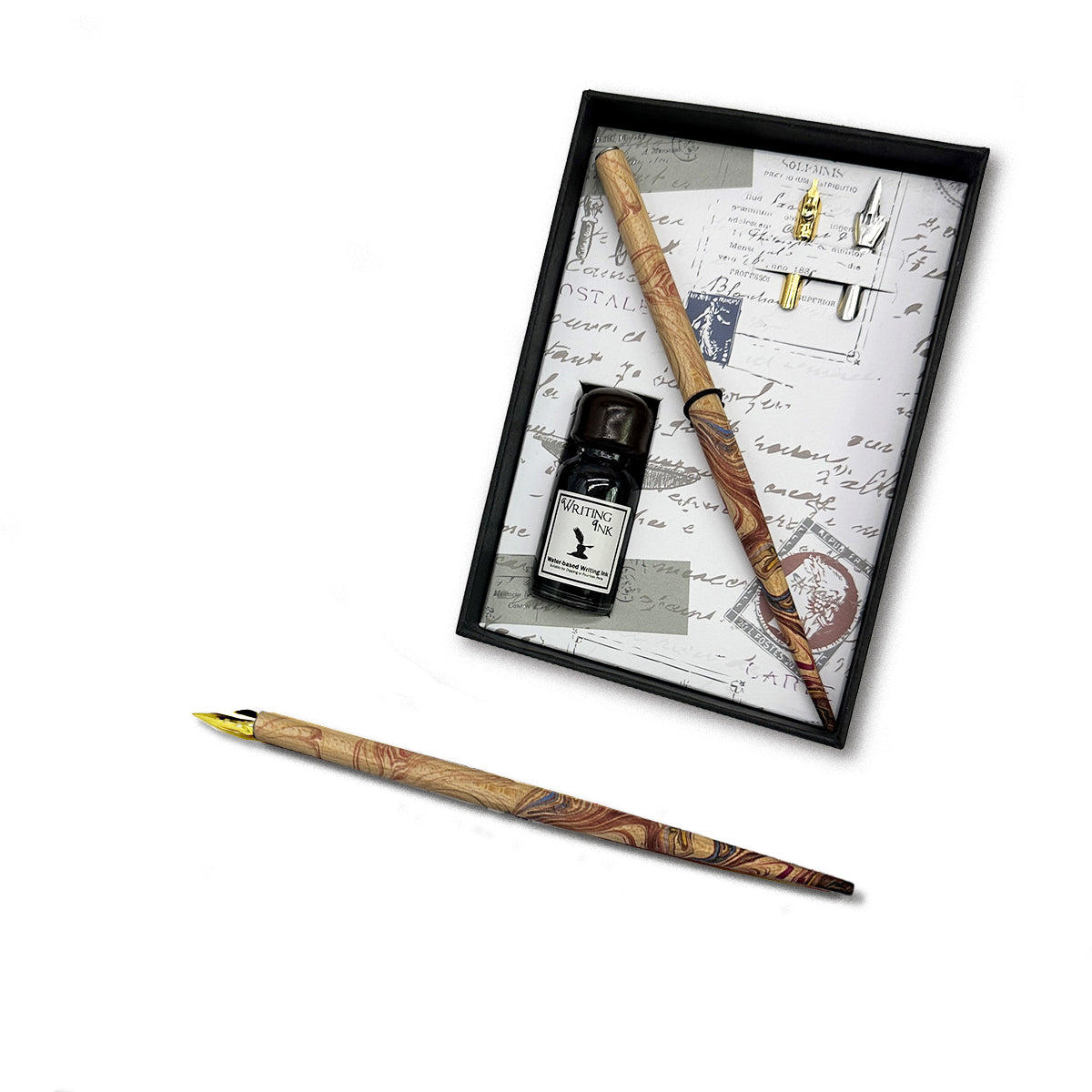Calligraphy Dip Pen & Ink Starter Gift Set with Wood Pen, Ink and extra Nibs