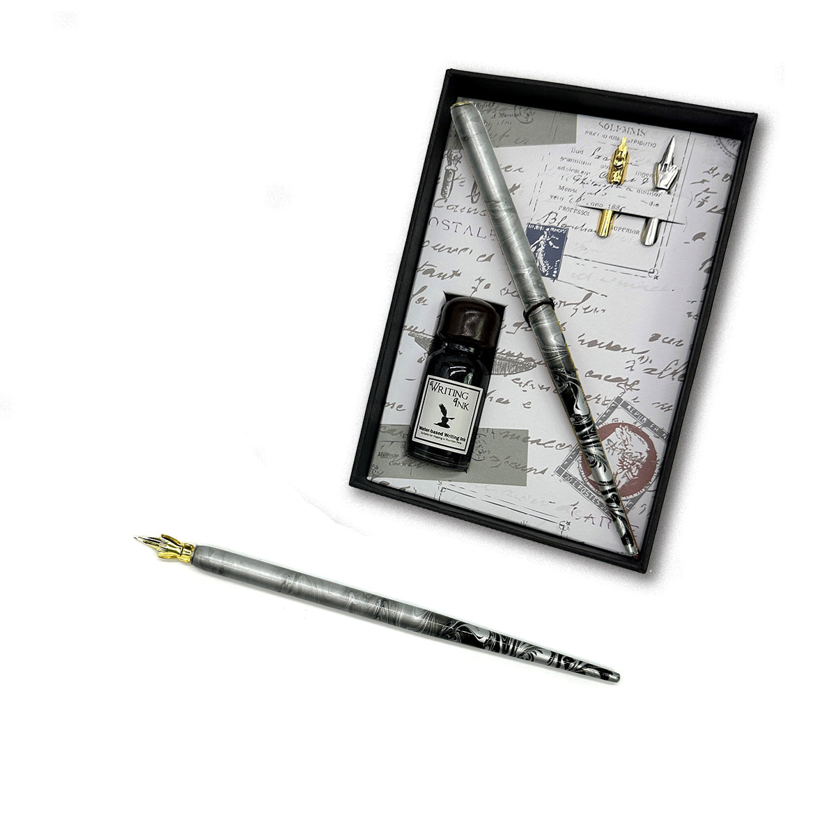 Calligraphy Dip Pen & Ink Starter Gift Set with Wood Pen, Ink and extra Nibs