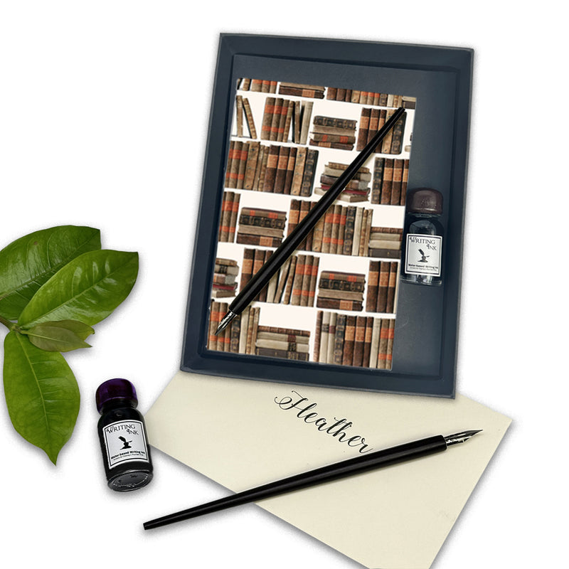 Italian Stationery Writing Set with Note Cards, Dip Pen and Ink - multi designs