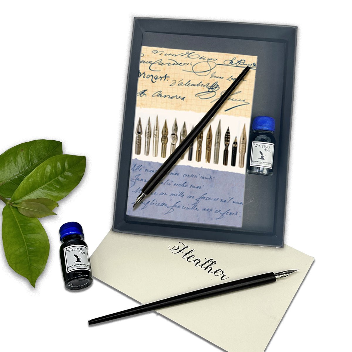 Calligraphy Nibs Italian Stationery Writing Set with Note Cards, Dip Pen and Ink - Nostalgic Impressions
