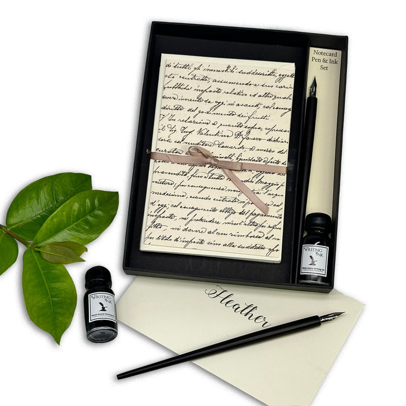 Scrittura Italian Stationery Writing Set with Note Cards, Dip Pen and Ink - Nostalgic Impressions