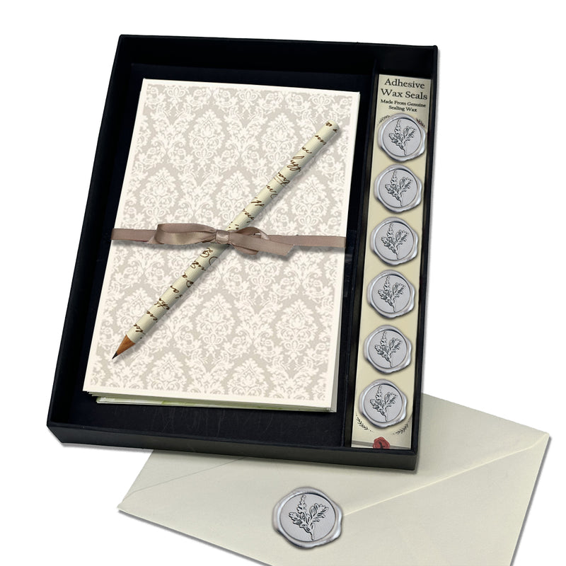 Italian Note Card Stationery Gift Set with Adhesive Wax Seals-multi colors