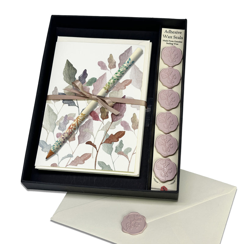 Italian Note Card Stationery Gift Set with Adhesive Wax Seals-multi colors