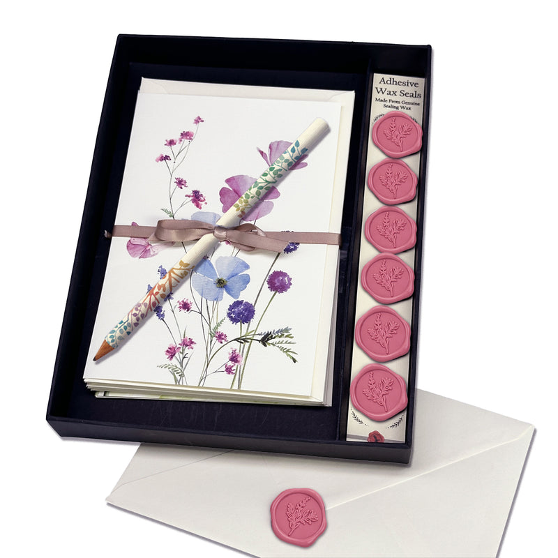 Italian Note Card Stationery Gift Set with Adhesive Wax Seals-multi colors