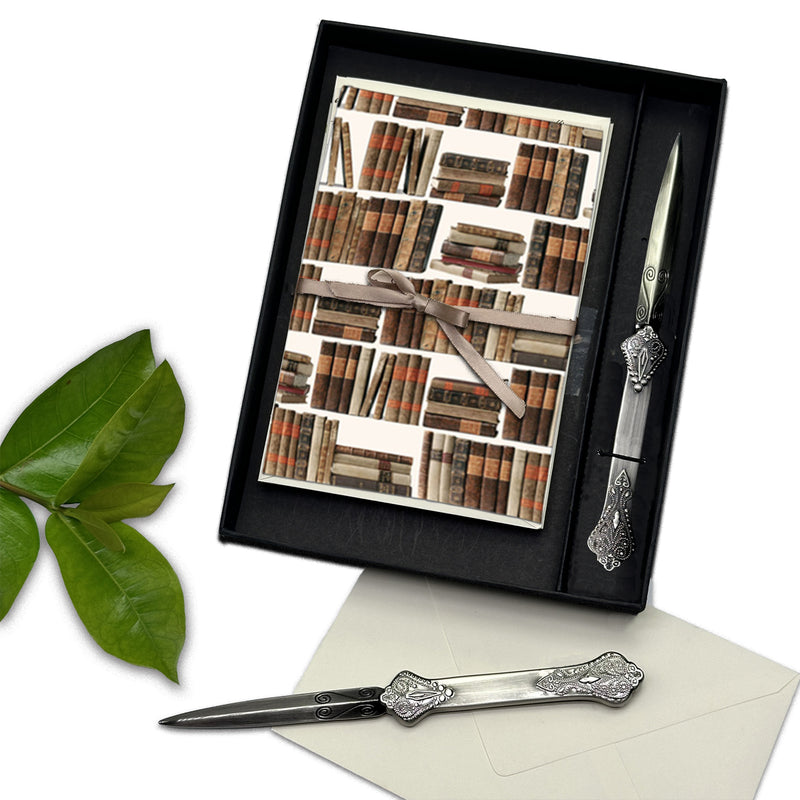 Italian Note Card Gift Set with Antiqued Letter Opener-multi designs