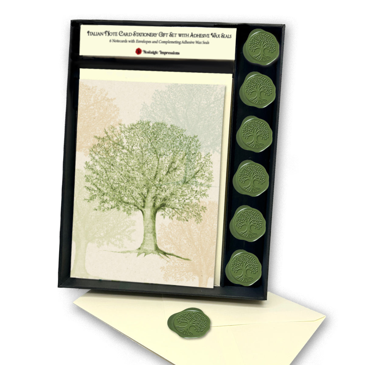Italian Note Card Stationery Gift Set with Adhesive Wax Seals-9 Styles