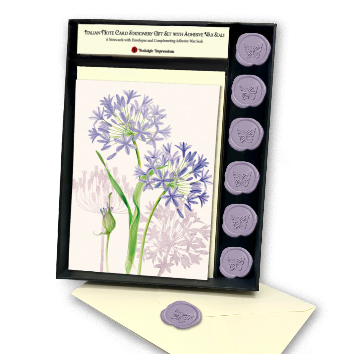 Italian Note Card Stationery Gift Set with Adhesive Wax Seals-9 Styles
