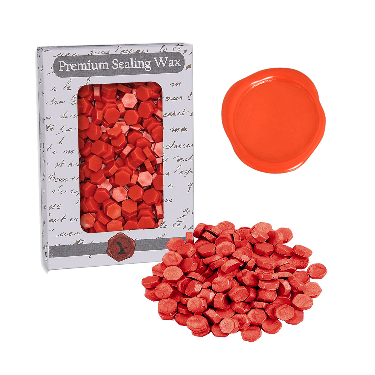 NEW Orange Flame Premium Sealing Wax Beads 2 oz. PK - Nostalgic Impressions