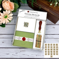 Filigree Initial Stationery Writing Set with Wax Stamp and Sealing Wax