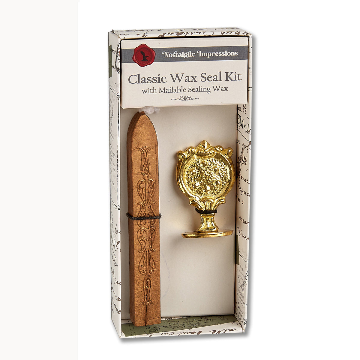 Boxed – Vintage-Style Oval Florentine Brass Stamp with Attached Handle - Nostalgic Impressions