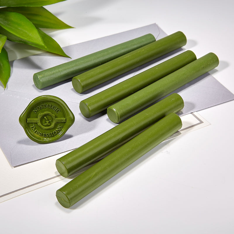 Olive Green Glue Gun Sealing Wax - Pack of 6 - Nostalgic Impressions