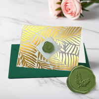 Fern Leaves Gold Foil Boxed Note Cards with Wax Seal 8/8