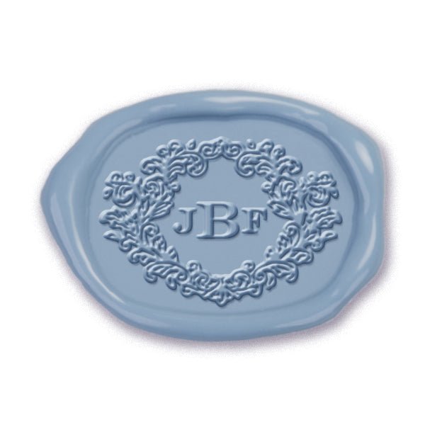 Aurora Wedding Monogram Adhesive Wax Seals Rounded Oval 3 Letters #2588 bundle with stamp - Nostalgic Impressions