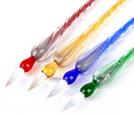 Glass Pen, Ink & Wood Stand Desk Set-4 colors